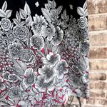 J.Jill  Elastic Stretch Skirt Petite 8 Black Pink Floral Spring Summer Co… Photo 5