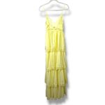 Lulus  NWT Reed Light Yellow Tiered Lace A-Line Open-Back Flowy Maxi Dress XS Photo 6