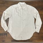 Trina Turk Out of the office Unwind 100% Linen Shirt Size M Flax Beige Color Photo 0