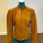 Valerie Stevens Genuine Leather Moto Jacket – Cognac Brown Snake Print – Size S Photo 0