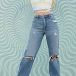 Hollister Ultra High-Rise Dad Jean Busted Knees Jeans Photo 6