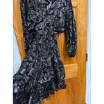 Maje Metallic Fil Coupé Cutout Tiered Mini Dress Black Silver 38 NWOT Holiday Pa Photo 7