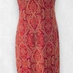 City Triangles Whimsygoth Burgundy Red Orange Paisley Asymmetric Mesh Layered Midi Dress L Photo 0