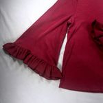 Michael Kors Women's Burgundy Wine Ruffle Bell Sleeve Knit Top Designer Casual Purple Photo 1