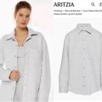 TNA Cozy Button Fleece Boyfriend Fit Button Down Shacket Jacket Gray Grey‎ Small Photo 1