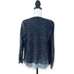 Chico's Open Front Waterfall Navy Silver Metallic Sparkly Cardigan Sz 2 (L 12) Photo 1