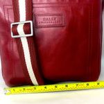 BALLY Red Leather Top Zip Crossbody Shoulder Bag w/ Red White Striped Strap EUC Photo 13