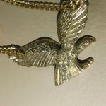 Eagle Flying Pendant 18 Inch Necklace Avon Gold Tone Cuban Style Chain Vintage Photo 6