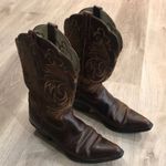 Ariat  Snip Toe Brown Leather Cowgirl Boots Scallop Photo 1