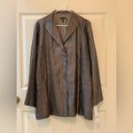 Eileen Fisher Dark Gray Textured Button Down Silk Blend Blazer. Size-Large Photo 1