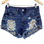 American Eagle  Shorts 2 Hi-Rise Distressed Crochet Lace‎ Fray Hem Festival Photo 0