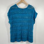 Faded Glory  Crochet Knit Top Cover Up Teal‎ Blue Open Weave 3X Beech Tropical Photo 1