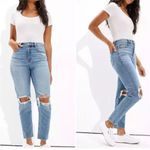 American Eagle  Mom Jeans Size 14 Regular Distressed Photo 2
