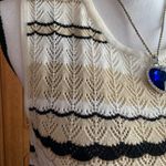 Alia White Beige Black Striped Knit Tank Top Photo 5