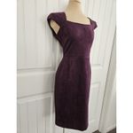 Calvin Klein Aubergine Faux Suede Sheath Dress Cap Sleeves Coin Zipper Sz 4 Photo 2