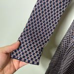 Maison Margiela navy red honeycomb pattern midi long sleeve silk dress sz XS Photo 4