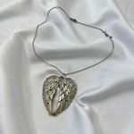 Early 2000's Chunky Witchy Whimsygoth Silver Rhinestone Goth Angel Wing Necklace Photo 2