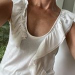 Vera Wang Simply Vera  White Ruffle Scoop Neck Tank Size Medium Petitie Photo 0