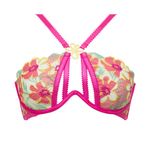For Love & Lemons NWT For Love & Lemons Hot Pink Floral Lace Bra Size XXS Photo 1