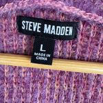 Steve Madden  Stephanie Sweater Large Purple Fuzzy Knit V-Neck Soft Comfy Stretch Photo 5