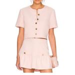 Amanda Uprichard Braswell Light Pink Button Front Short Sleeve Blouse Top Sz S Photo 8