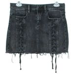 BLANK NYC  Womens Jean Skirt Denim Y2K Lace Up Raw Hem Mini Punk Black 26 GS Photo 0