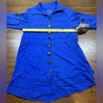Neon Buddha Women’s Size S Blue Rhinestone Button Down Ruffle Top Photo 2