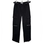 We Wore What Black Utility Straight Leg Cargo Pants Silver Hardware Size 28 Photo 1
