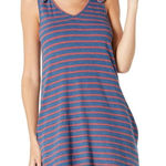 Faherty Cotton Striped Tie Shoulder Florence Dress Nautical Blue Size M Photo 0