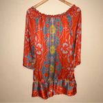 Hale Bob 100% Silk Floral Off Shoulder Cinch Waist Blouse S Photo 9