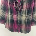 Joie  Women's Plaid Button Down Ruffle Shirt Size XS Photo 3