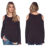 Free People Sunrise Cold Shoulder Waffle Knit Sweater in Black Size XS Photo 1