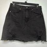 Just Black  Denim Jean Skirt Black Size Medium Cut Off Distressed Mini Photo 0