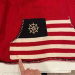 Villager 90’s-y2k Red 1/4 zip chunky nautical kangaroo pocket sweater USA flag striped Photo 5