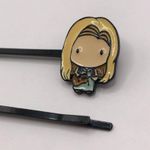 Friends TV Show Joey & Phoebe Chibi Style Black Metal Bobby Pin Hair Accessories Photo 1