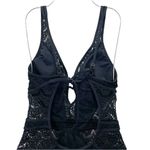 Becca  Colorplay Black Crochet One Piece Swimsuit Size Medium Deep V Lace Plunge Photo 5