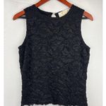 California Style Black Lace Sleeveless Top Large Nylon Made In USA Photo 0