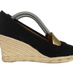 J.Crew Canvas Espadrille Wedges Shoes 8 Black AL003 Closed Toe Slip-On Photo 0