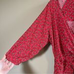Free People ✨ Clara Red Floral Wrap Dress Front Tie Small Photo 5