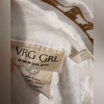 VRG GRL $132 Ricci Linen Button Blouse Shirt SKYROS White Brown Embroidered Size 6 Photo 6