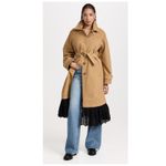 Sea NY Maeve Eyelet Long Sleeve Trench Coat Size XL Tan Photo 2
