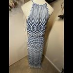City Studio Navy and White Geometric Maxi Dress Blue Size XS Photo 2