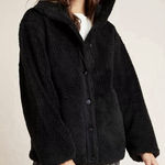 Varley  Women's Size Medium Black Clemson Sherpa Fleece Snap Up Oversized Jacket Photo 0