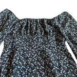 Lulus  Navy Floral Print Mini Dress Long Sleeve Off-Shoulder Size Small NWOT Photo 6