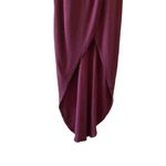 Heather Modal Trendy Burgundy Knit High Low Front Wrap Pleated Crewneck SZ S Purple Photo 4