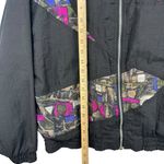Reebok Vintage Windbreaker Jacket Black & Purple Abstract Size S 80s 90s Retro Photo 4
