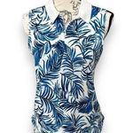 Tommy Bahama New Golf Zip Collared Blue White Palm Leaf Tank Top Medium NWT Photo 0