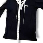 PINK - Victoria's Secret Victoria's Secret Pink Campus Lace-up Long Tee Shirt Dog Black White Small Photo 4