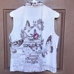 Elegant Butterfly Print Sleeveless Blouse White Size M Photo 3
