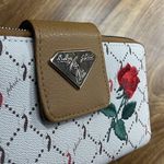Baby Phat  Hand Clutch Wrist Wallet - Brown Leather with Rose Engraved Design Photo 12
